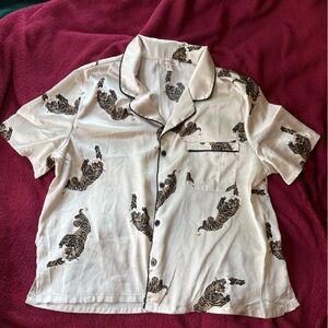 Marshalls Cream and Black Tiger Print Pajama Top